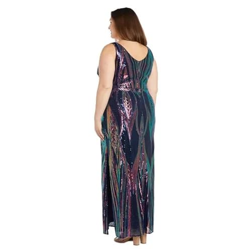 NIGHTWAY Long Sleeveless Sequined Gown Navy | Elegant Hollywood Glamour (70-120 chars) thumbnail 3