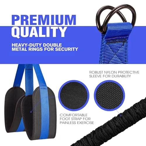Ayombo Heavy Duty Pull Up Assistance Bands Set with Foot Strap, 75lb-300lb Resistance, Blue thumbnail 4