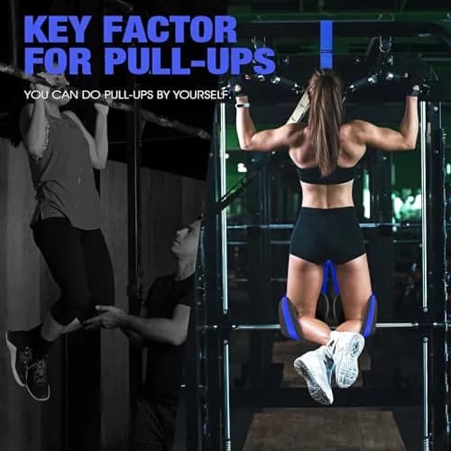 Ayombo Heavy Duty Pull Up Assistance Bands Set with Foot Strap, 75lb-300lb Resistance, Blue thumbnail 5