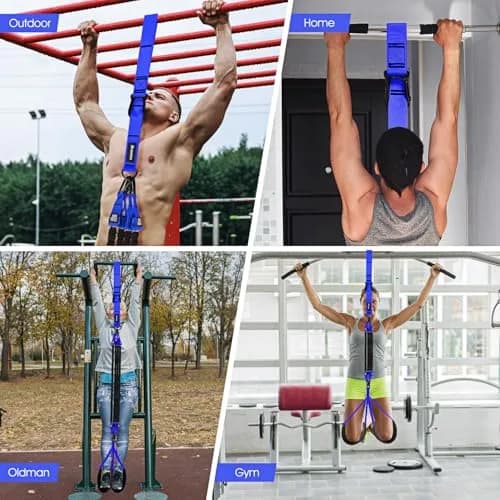 Ayombo Heavy Duty Pull Up Assistance Bands Set with Foot Strap, 75lb-300lb Resistance, Blue thumbnail 6