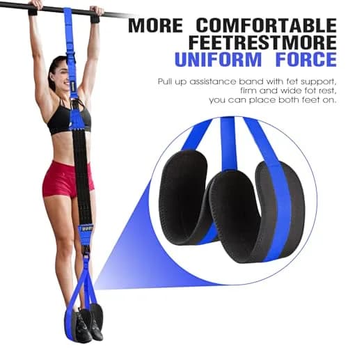 Ayombo Heavy Duty Pull Up Assistance Bands Set with Foot Strap, 75lb-300lb Resistance, Blue thumbnail 9