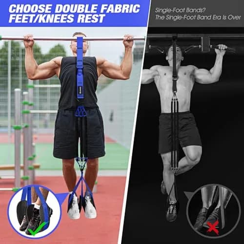 Ayombo Heavy Duty Pull Up Assistance Bands Set with Foot Strap, 75lb-300lb Resistance, Blue thumbnail 3