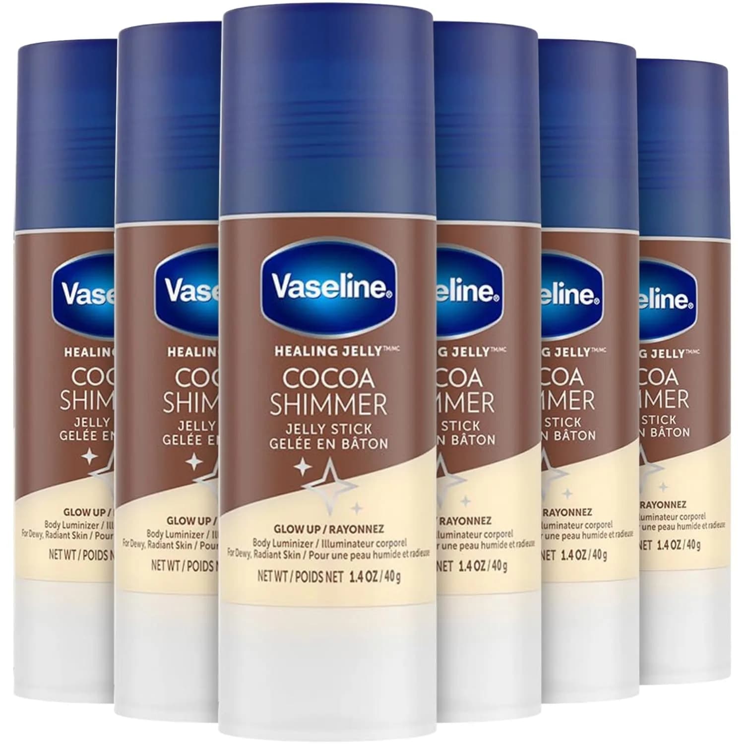 Vaseline Cocoa Shimmer Jelly Stick 1.4 Oz | Luminous Body Highlighter & Moisturizer for Glowing Skin