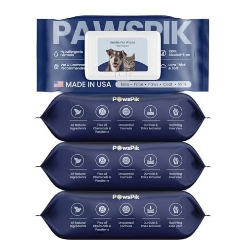 PAWSPIK Premium Pet Wipes for Dogs & Cats, Large 400 Count | Hypoallergenic, Unscented, Made in USA thumbnail 1