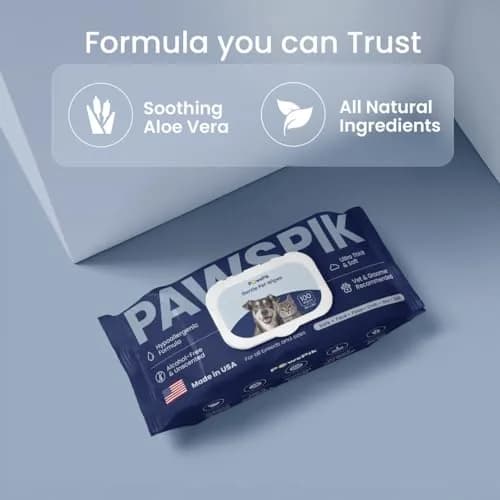 PAWSPIK Made in USA Pet Wipes Large 100 Count | Gentle & Hypoallergenic for Sensitive Skin thumbnail 3