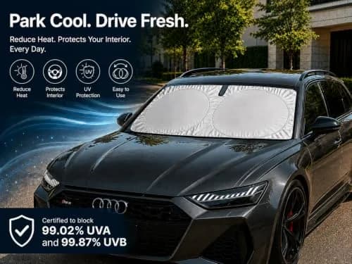 kinder Fluff Windshield Sun Shade Medium 155cm (61in) x 81cm (32in) | Certified 99.87% UVB & 99.02% UVA Protection thumbnail 9