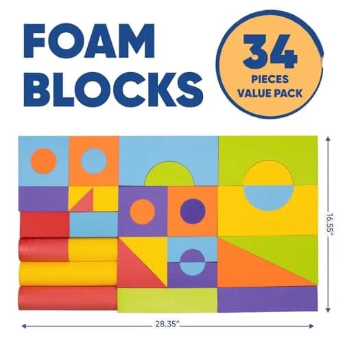CRAFTY HAPPITOYS 34 Large Foam Blocks for Toddlers | Soft Building Set for Kids thumbnail 6