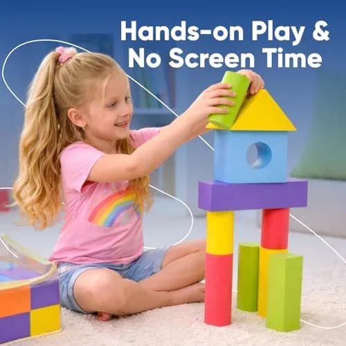 CRAFTY HAPPITOYS 34 Large Foam Blocks for Toddlers | Soft Building Set for Kids thumbnail 7