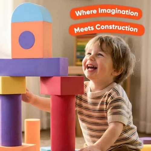 CRAFTY HAPPITOYS 34 Large Foam Blocks for Toddlers | Soft Building Set for Kids thumbnail 8