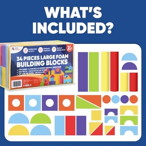 CRAFTY HAPPITOYS 34 Large Foam Blocks for Toddlers | Soft Building Set for Kids thumbnail 3