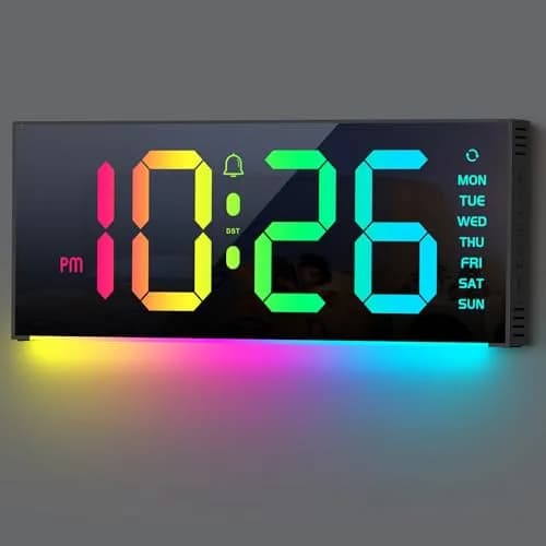 Abovsare Digital Wall Clock Large Display 13" | RGB Colors, Night Light, Remote Control (70-120 chars) thumbnail 1