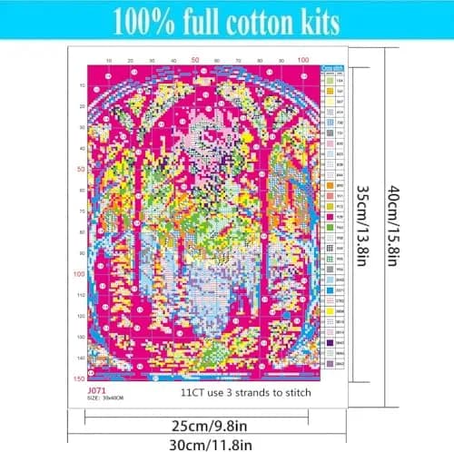 WUSARPLY Starry Night Stamped Cross Stitch Kits for Beginners Adults | 11CT Pre-Printed Canvas, Art Deco Style, 15.8x11.8 inch thumbnail 6