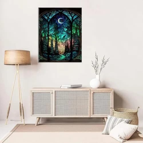 WUSARPLY Starry Night Stamped Cross Stitch Kits for Beginners Adults | 11CT Pre-Printed Canvas, Art Deco Style, 15.8x11.8 inch thumbnail 2