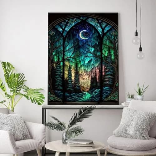 WUSARPLY Starry Night Stamped Cross Stitch Kits for Beginners Adults | 11CT Pre-Printed Canvas, Art Deco Style, 15.8x11.8 inch thumbnail 3