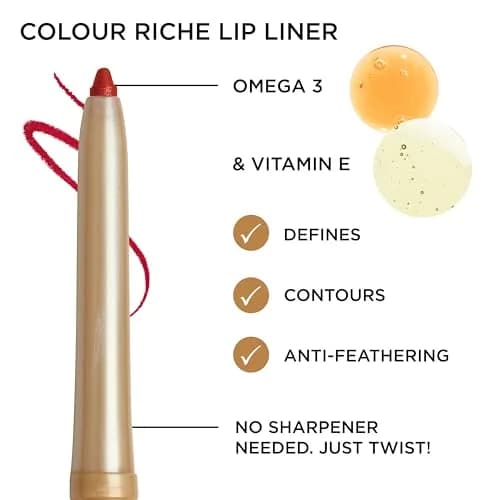 L'Oreal Paris Colour Riche Lip Liner Pencil, Creamy Lip Contour with Omega 3 & Vitamin E, 300 Le Rouge Paris (True Red) | Full Lip Definition thumbnail 4