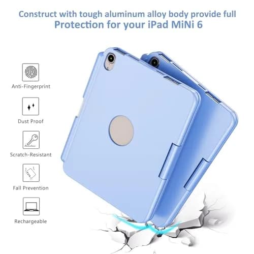 FUWANG Touch Keyboard Case for iPad mini 7/6 8.3-inch, 360° Rotating, Blue | Multi-Touch Trackpad & 7-Color Backlit Keyboard thumbnail 7