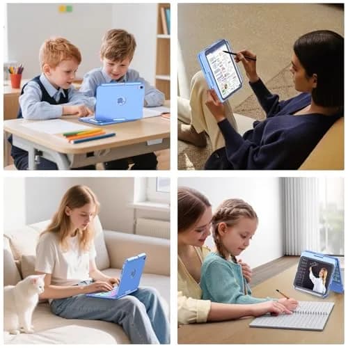 FUWANG Touch Keyboard Case for iPad mini 7/6 8.3-inch, 360° Rotating, Blue | Multi-Touch Trackpad & 7-Color Backlit Keyboard thumbnail 8