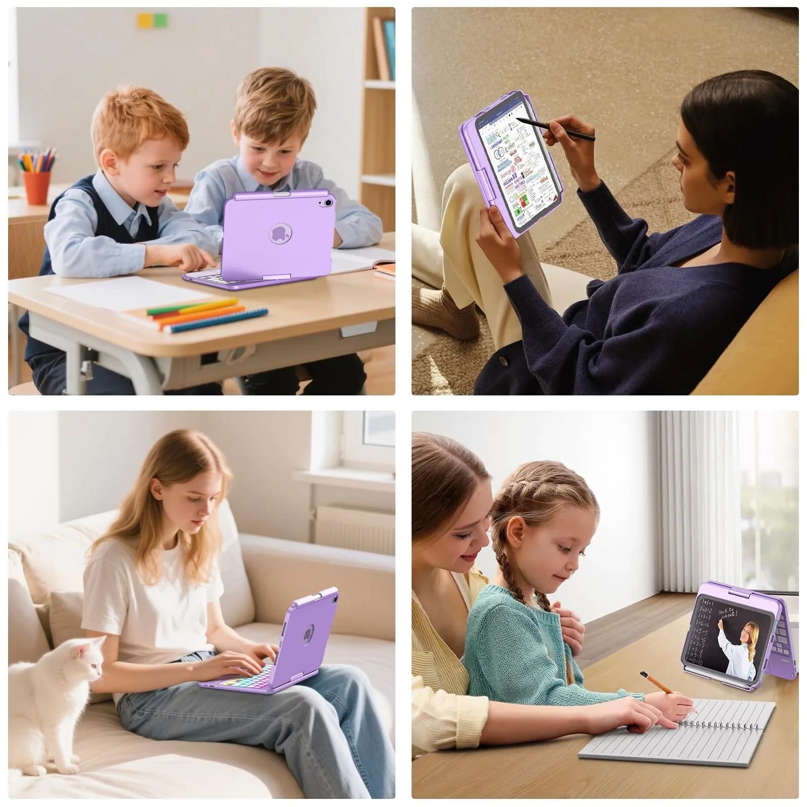 FUWANG Purple Keyboard Case for iPad mini 7/6 8.3-inch | 360° Rotating, Backlit, Trackpad - view 8