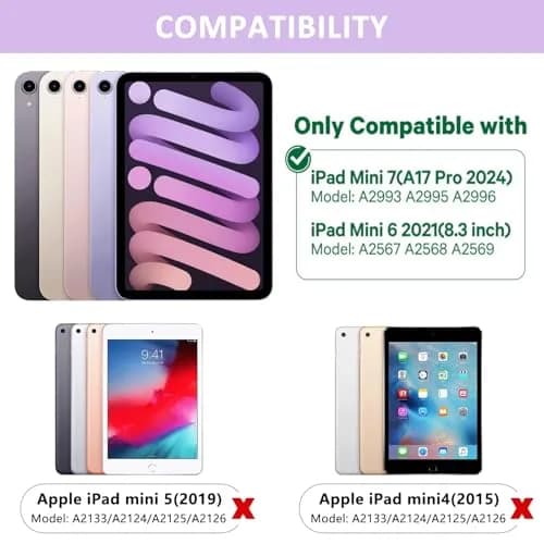 FUWANG Purple Keyboard Case for iPad mini 7/6 8.3-inch | 360° Rotating, Backlit, Trackpad thumbnail 2