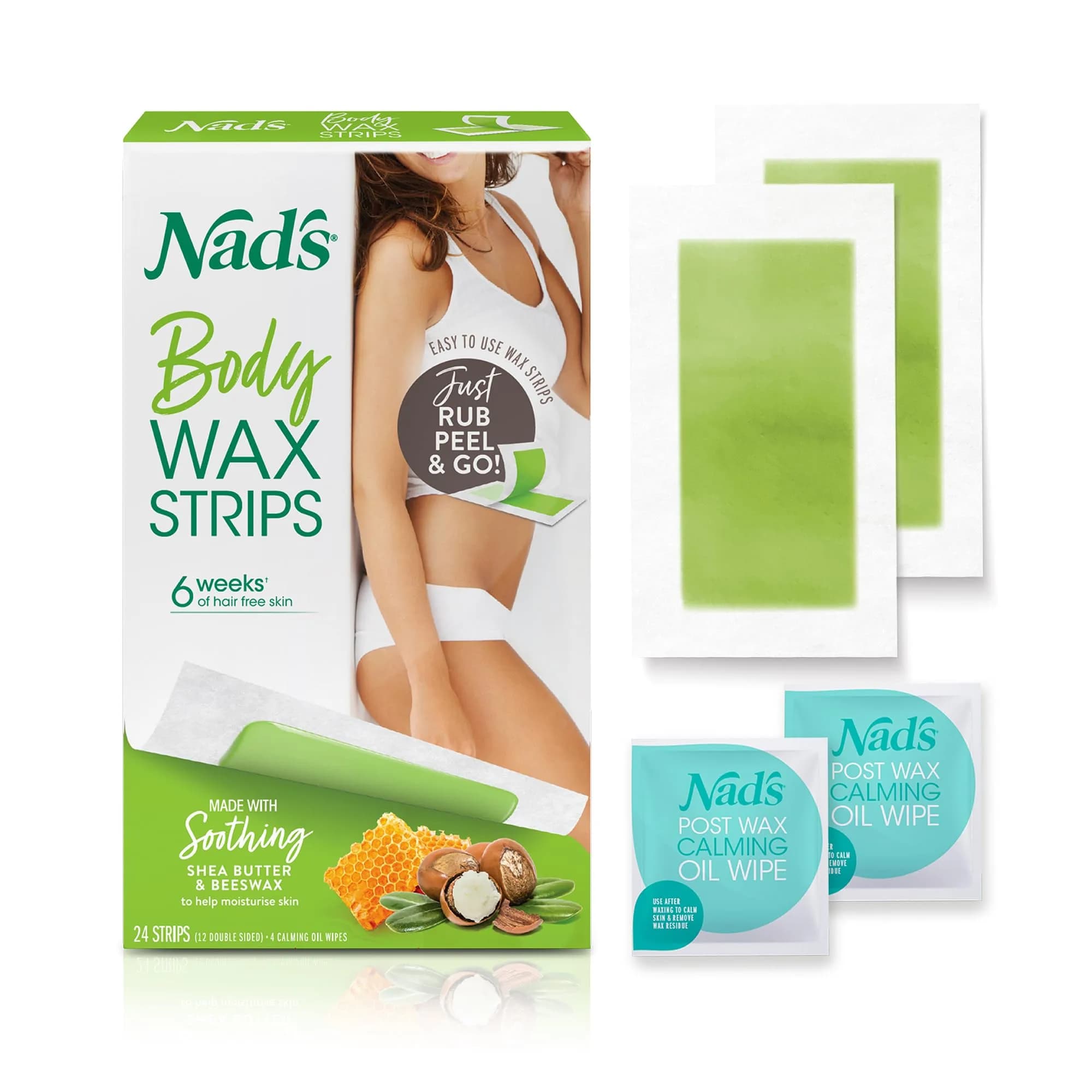 Nad's Facial (48 Strips) & Body (24 Strips) Wax Hair Removal Kits | Natural Beeswax Formula - view 5