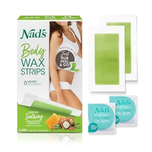 Nad's Facial (48 Strips) & Body (24 Strips) Wax Hair Removal Kits | Natural Beeswax Formula thumbnail 5
