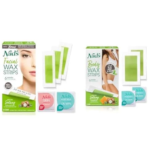 Nad's Facial (48 Strips) & Body (24 Strips) Wax Hair Removal Kits | Natural Beeswax Formula thumbnail 1