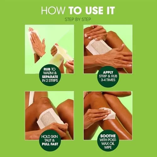 Nad's Facial (48 Strips) & Body (24 Strips) Wax Hair Removal Kits | Natural Beeswax Formula thumbnail 7