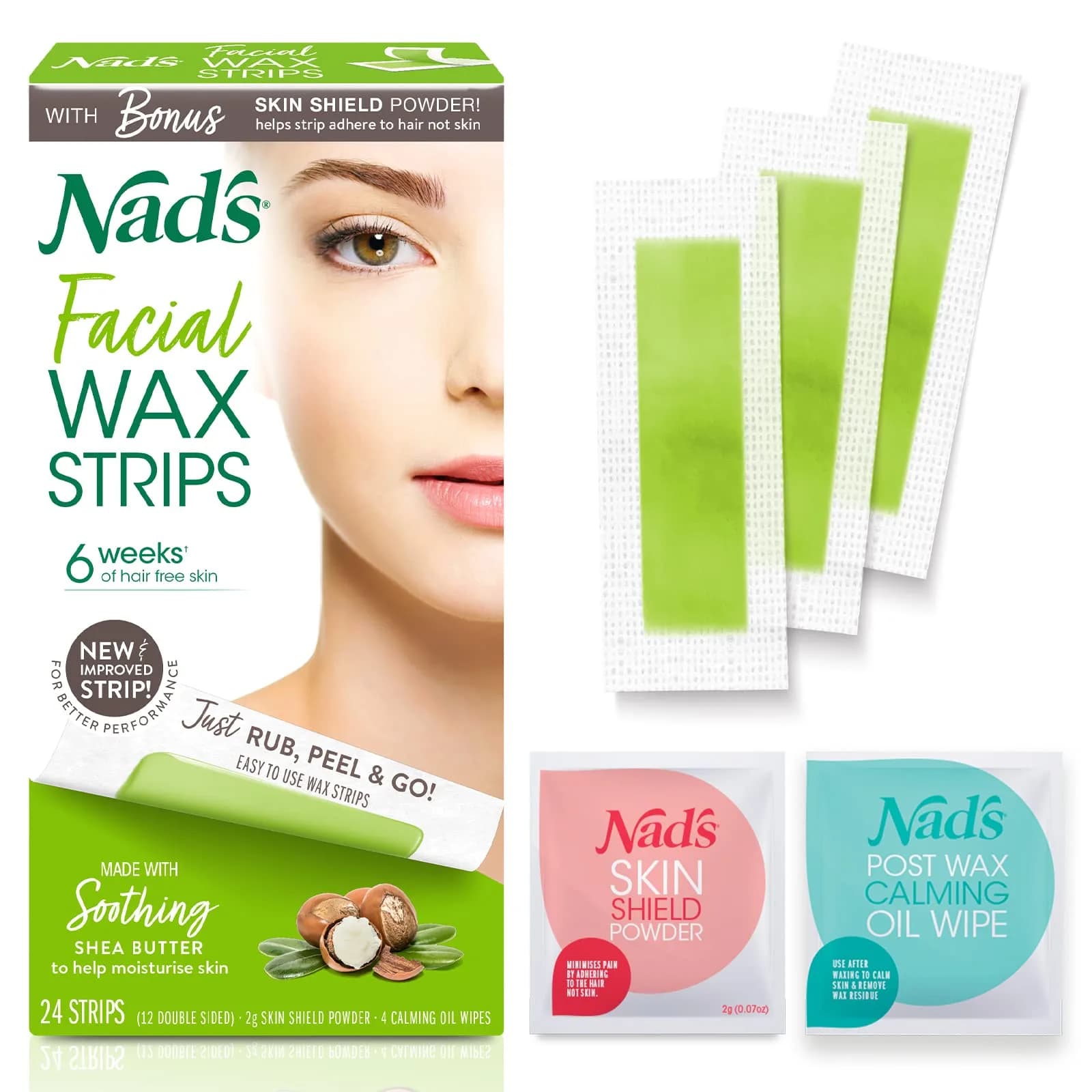 Nad's Facial (48 Strips) & Body (24 Strips) Wax Hair Removal Kits | Natural Beeswax Formula - view 2