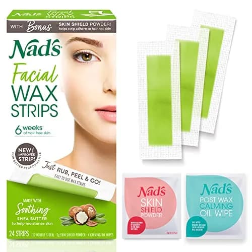 Nad's Facial (48 Strips) & Body (24 Strips) Wax Hair Removal Kits | Natural Beeswax Formula thumbnail 2