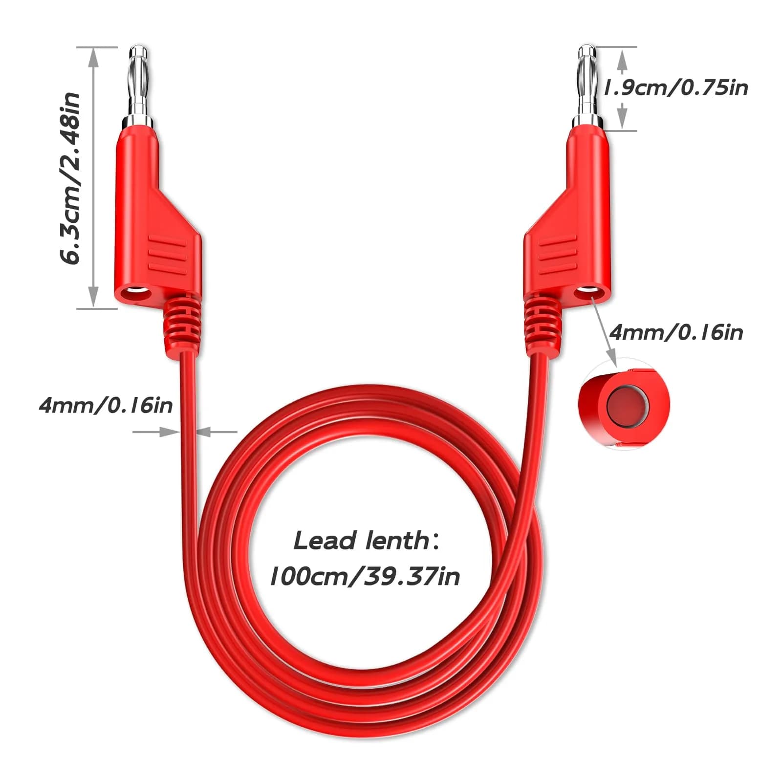 Goupchn Stackable Banana Plug Test Leads - 8 Colors, 3.3ft/1m Length, 1000V 15A - view 2