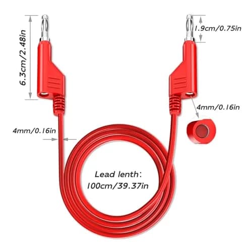Goupchn 4mm Stackable Banana Plug Silicone Test Leads 8PCS 1m (3.3ft) | 1000V/15A Electrical Testing thumbnail 2