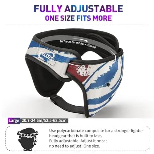 Gelozid Impact Protection Gear for Wrestling, MMA & BJJ | Adjustable Large Headgear (20.7-24.6in) thumbnail 2