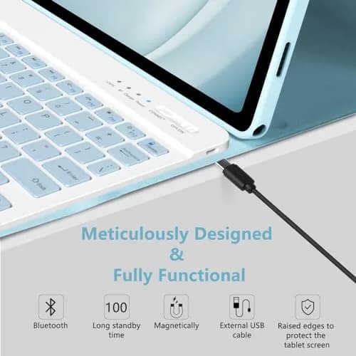 MMK Keyboard Case for Samsung Galaxy Tab A11+ / A9+ Plus 11inch | Blue, Detachable Keyboard, Long Battery thumbnail 5