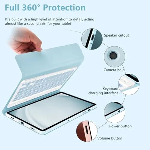 MMK Keyboard Case for Samsung Galaxy Tab A11+ / A9+ Plus 11inch | Blue, Detachable Keyboard, Long Battery thumbnail 6