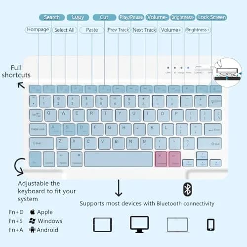 MMK Keyboard Case for Samsung Galaxy Tab A11+ / A9+ Plus 11inch | Blue, Detachable Keyboard, Long Battery thumbnail 3