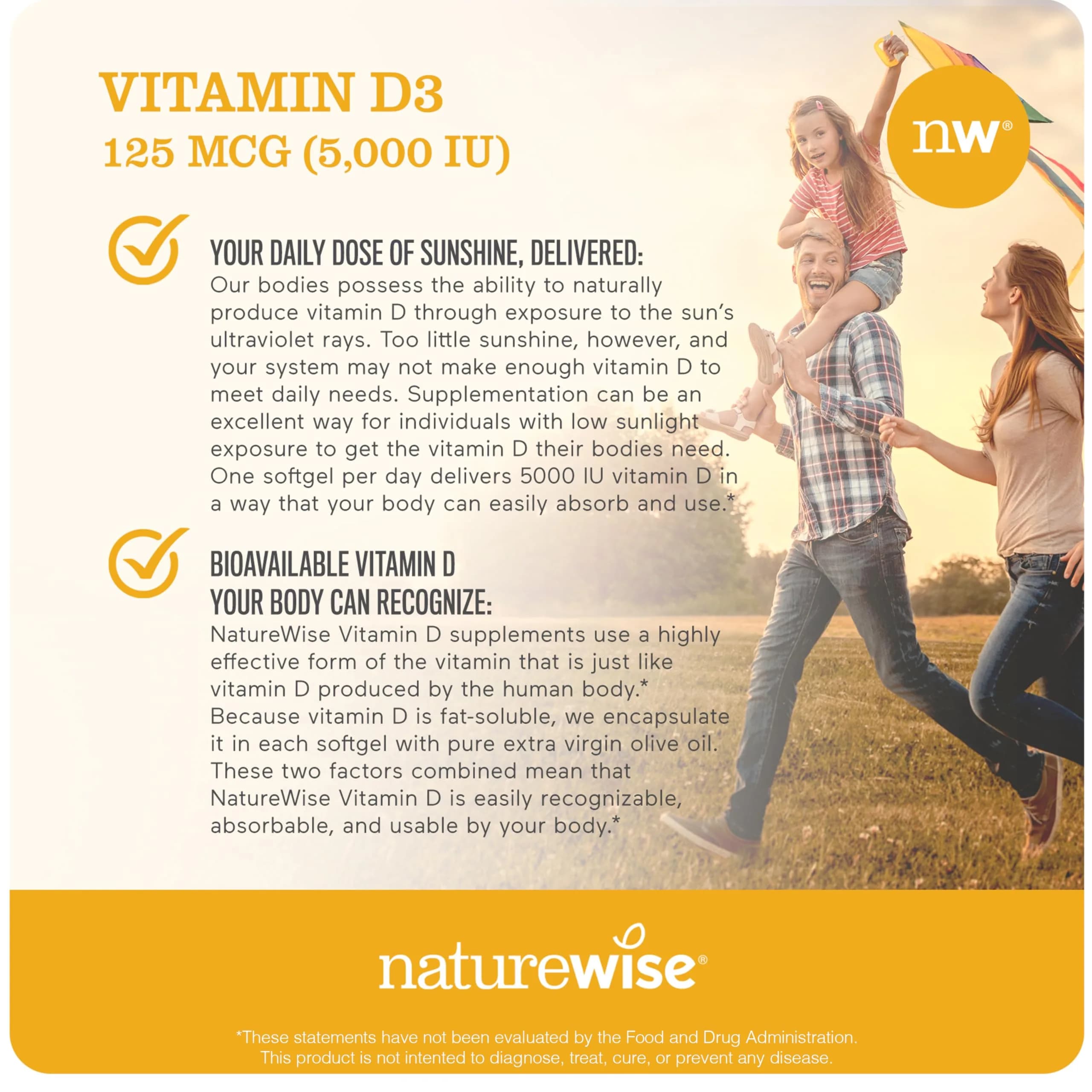 NatureWise Vitamin D3 5000iu & B12 1000mcg 90 Count Softgels | Mental Clarity, Energy Support - view 4