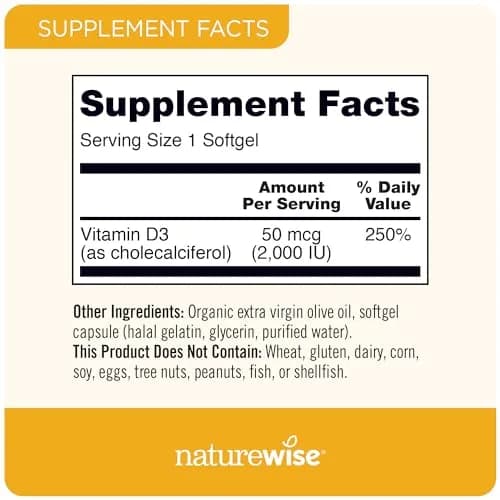 NatureWise Vitamin D3 2000iu 360 Count & Vitamin B12 1000mcg 60 Softgels | Energy, Immune & Muscle Support thumbnail 6