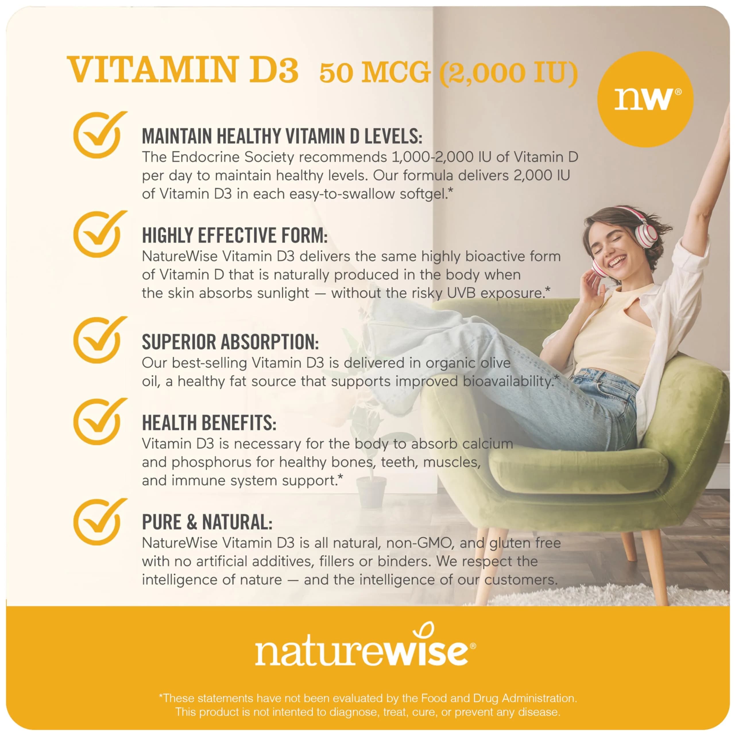 NatureWise Vitamin D3 2000iu 360 Count & B12 1000mcg 60 Softgels | Essential Daily Dose for Energy & Immunity - view 4