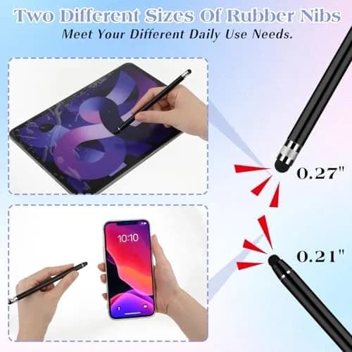 Andibro 5 Pack Dual-end Stylus Pens for Touch Screens | High Sensitivity Silicone Stylus for Smartphones & Tablets thumbnail 2