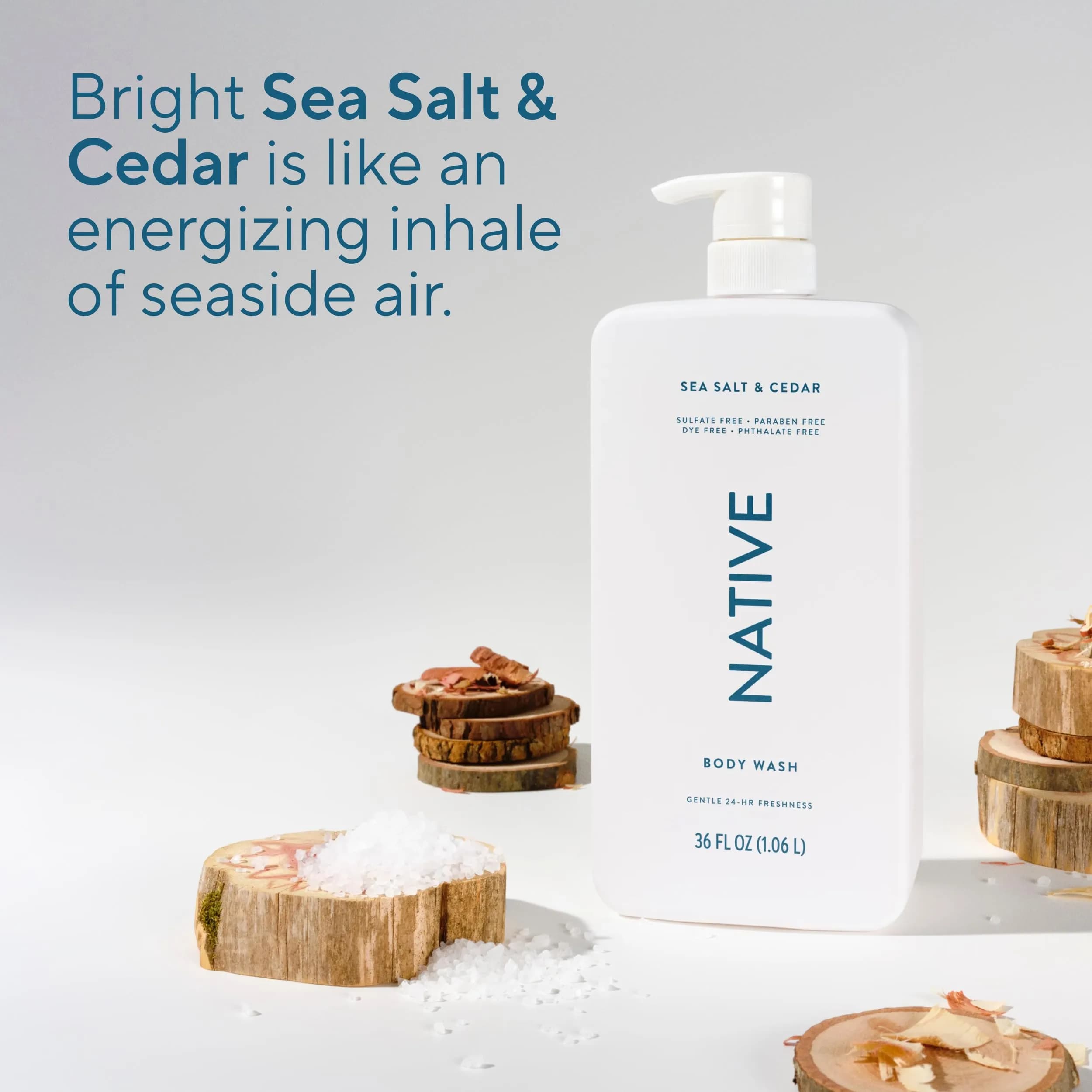 Native Clean Body Wash Sea Salt & Cedar 1064ml (36 Fl Oz) | Gentle pH-Balanced for Sensitive Skin - view 5