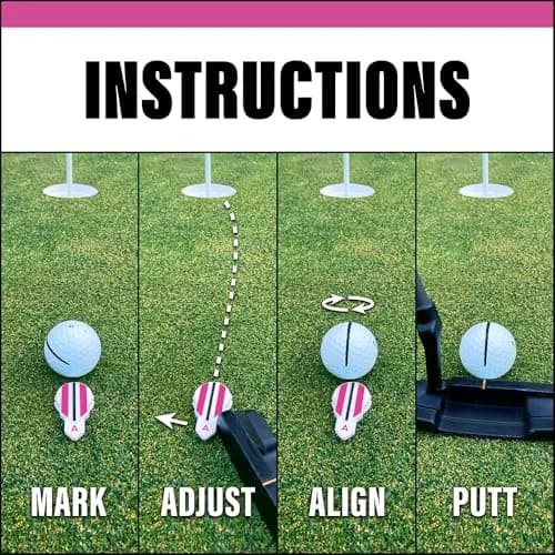 Alignment Ball Mark Pink Golf Ball Marker with 360° Rotating Alignment Aid | USGA Compliant thumbnail 3