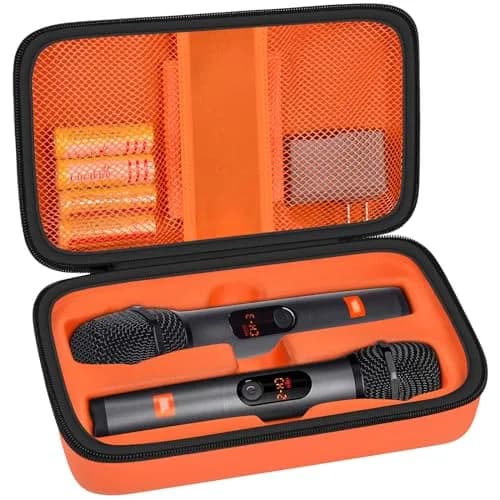 Againmore Wireless Microphone Case for JBL PartyBox Mic & Two Mic System | Orange EVA Hard Shell with Handle thumbnail 1