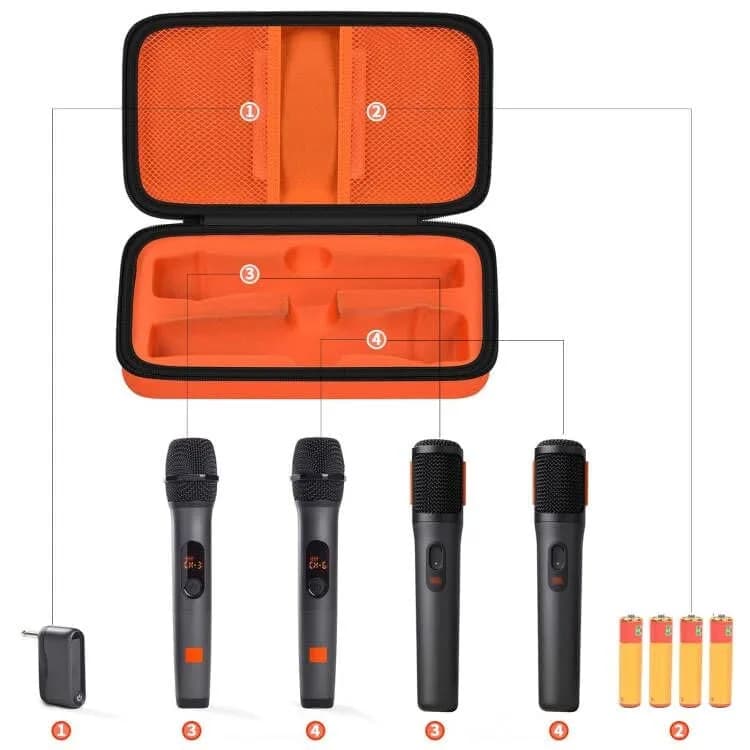Againmore Wireless Microphone Case for JBL PartyBox Mic & Two Mic System | Orange EVA Hard Shell with Handle thumbnail 2