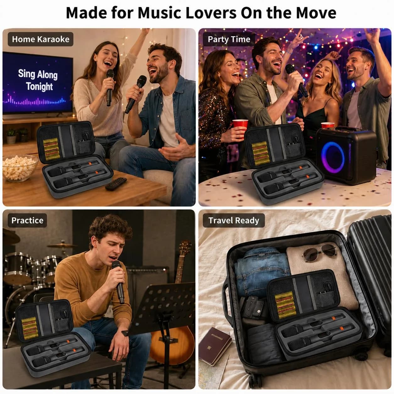 Againmore EVA Microphone Case for JBL PartyBox Mic & Two Mic System, 27.9cm (11") | Protects Wireless Mics & Accessories - view 7