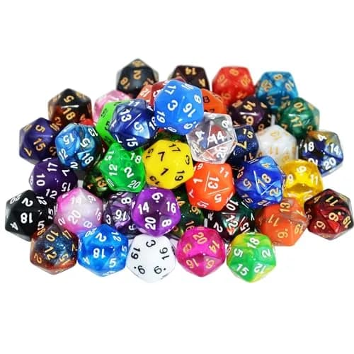 SmartDealsPro 50-Pack D20 Dice 22mm (0.86 inches) | Bulk Polyhedral Dice Set for RPGs thumbnail 1