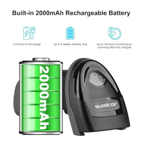 Sumicor Wireless Barcode Scanner Bluetooth 2.4G 3-in-1 1D 2D QR Scanner with Stand 17.02 cm (6.7 in) thumbnail 5