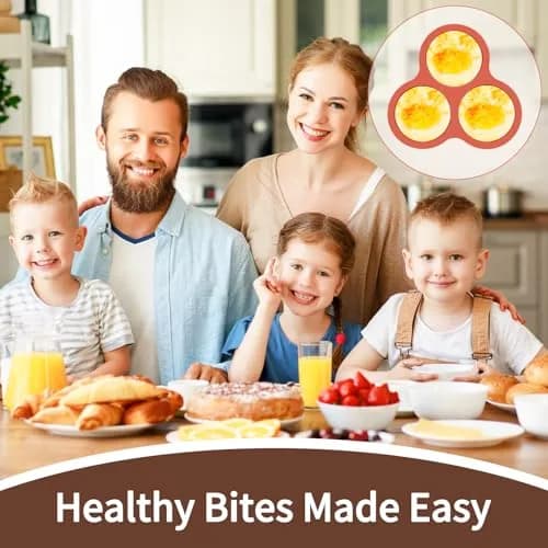JOERSH Silicone Air Fryer Egg Mold Pan 4 Inch Jumbo 3-Cavity, 2 Pack | Non-Stick & Reusable for Breakfast Sandwiches & Hamburger Buns thumbnail 7