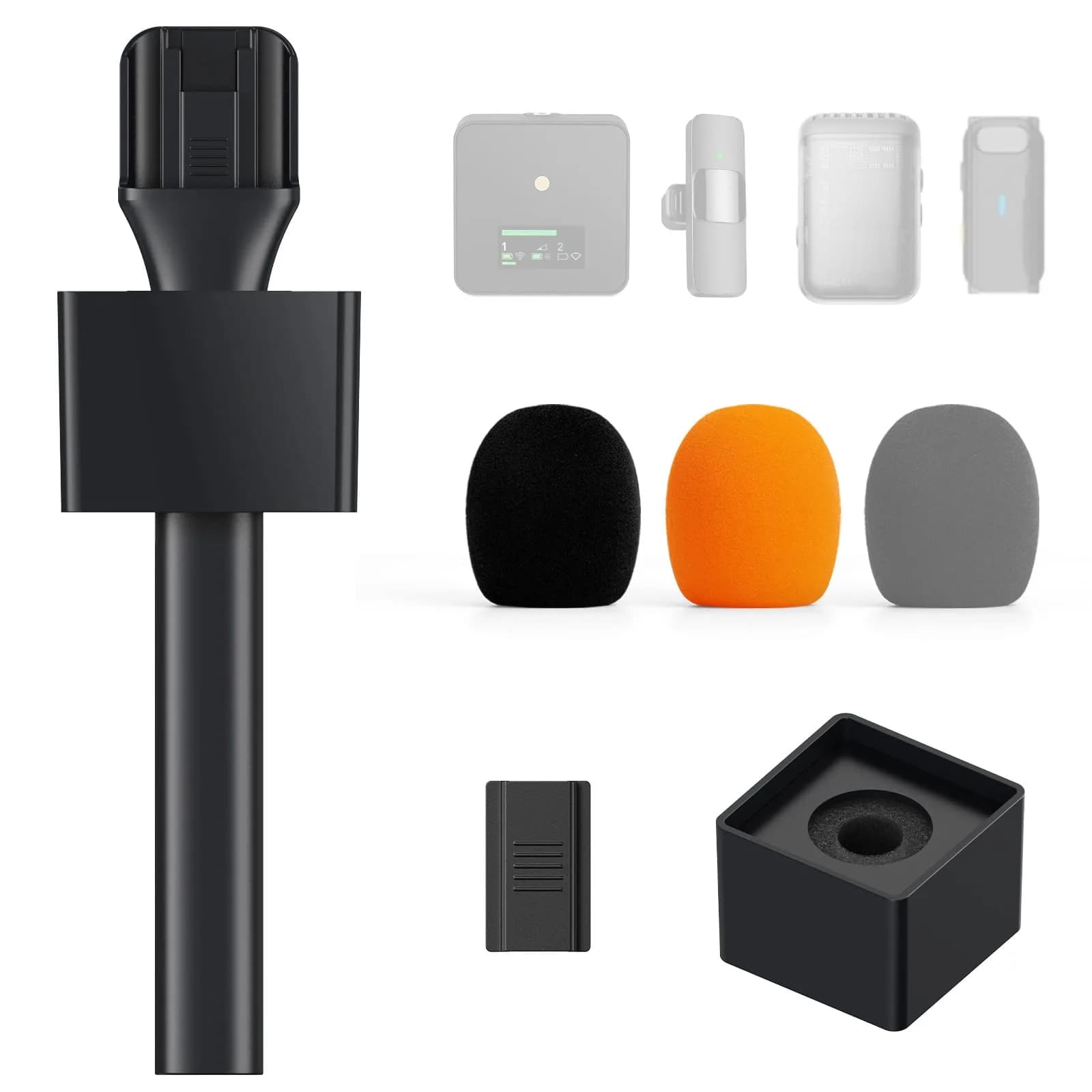 TONOR TP20 Handheld Adaptor for Wireless Microphones & Lavalier Mics | 1-Pack Set — Black