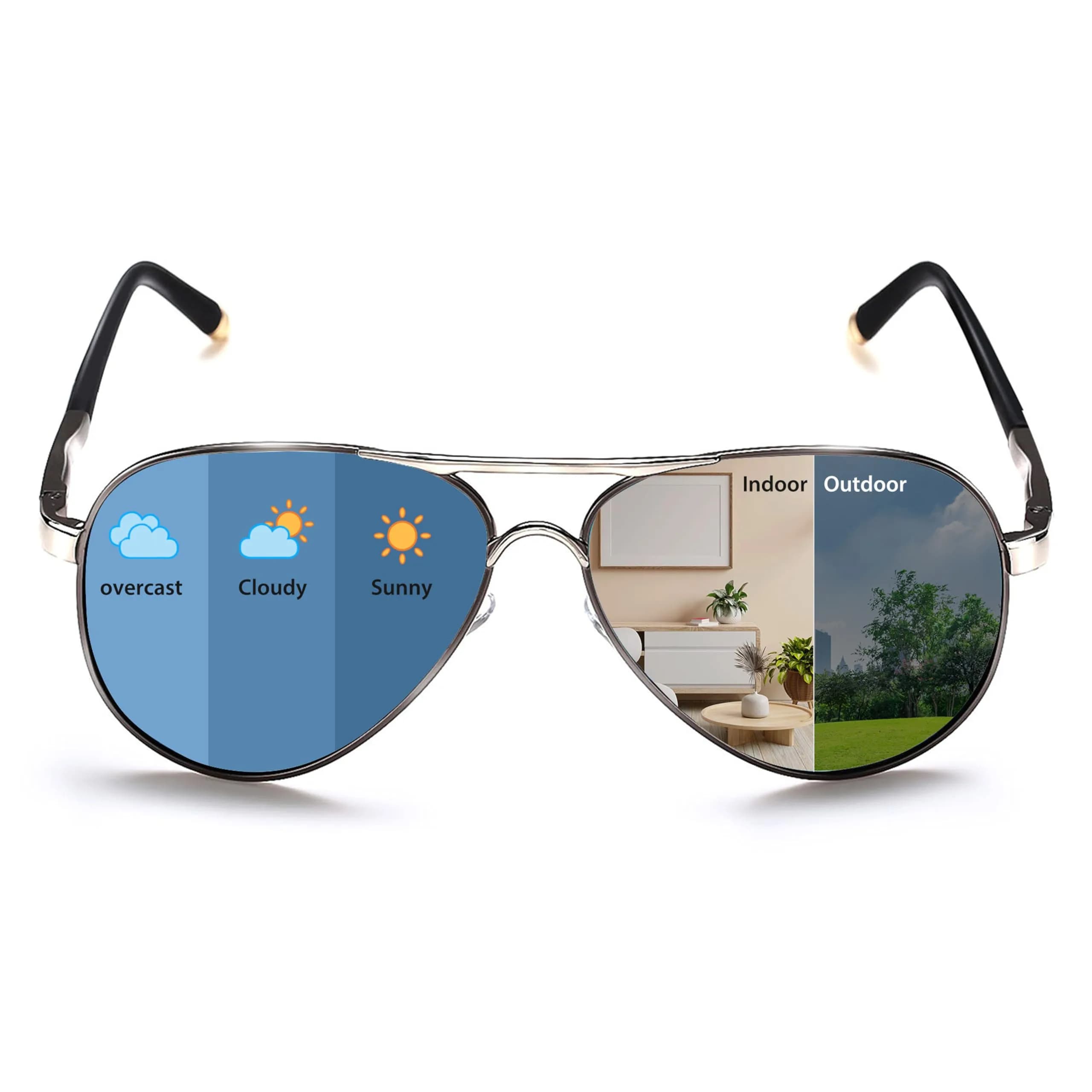 ROCKNIGHT Polarized Aviator Sunglasses Men Women UV400 Metal Frame Driving | Photochromic Lenses - main product image