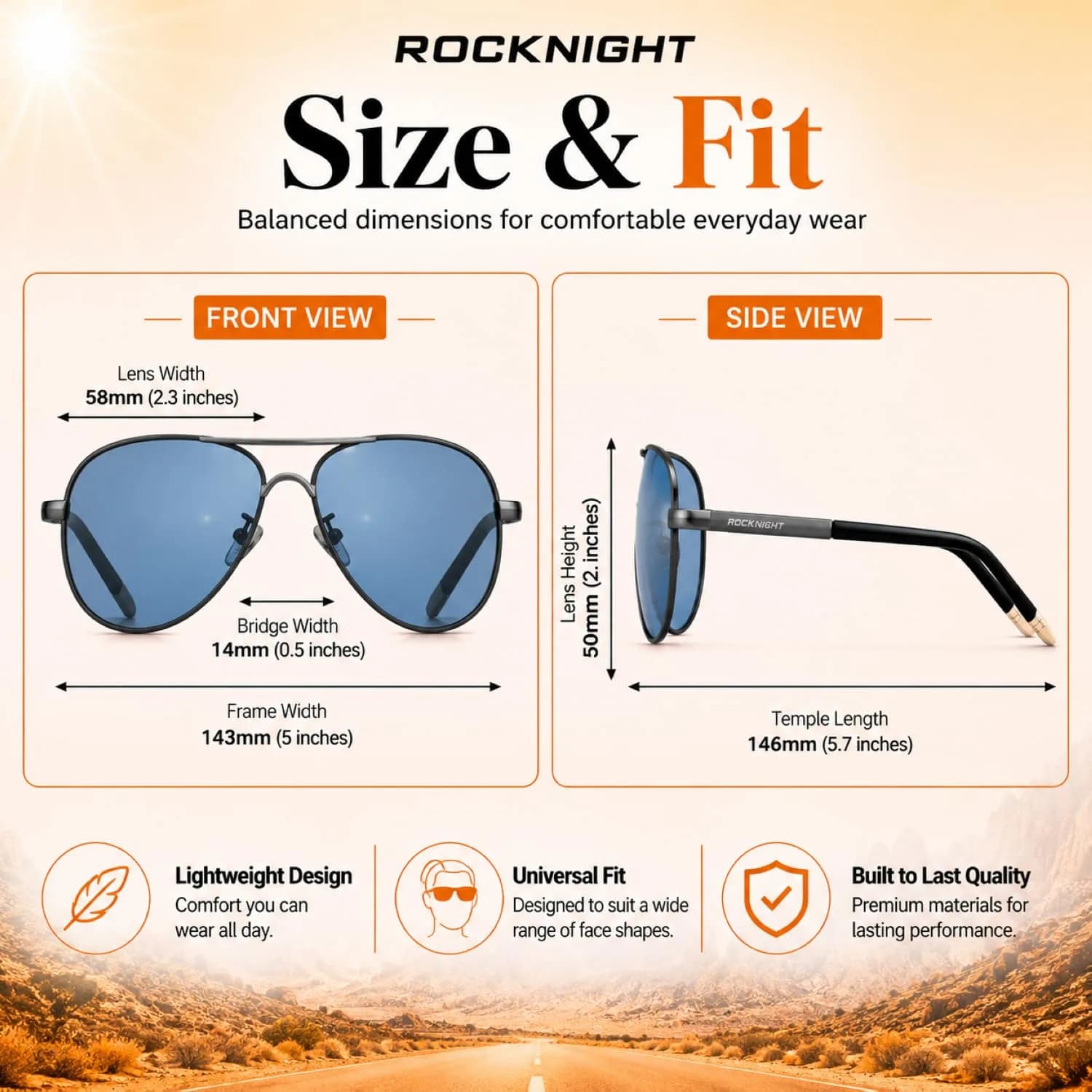 ROCKNIGHT Polarized Aviator Sunglasses Men Women UV400 Metal Frame Driving | Photochromic Lenses - view 5